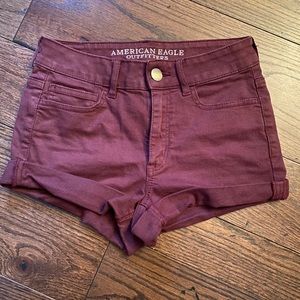 American Eagle maroon jean shorts NEVER WORN